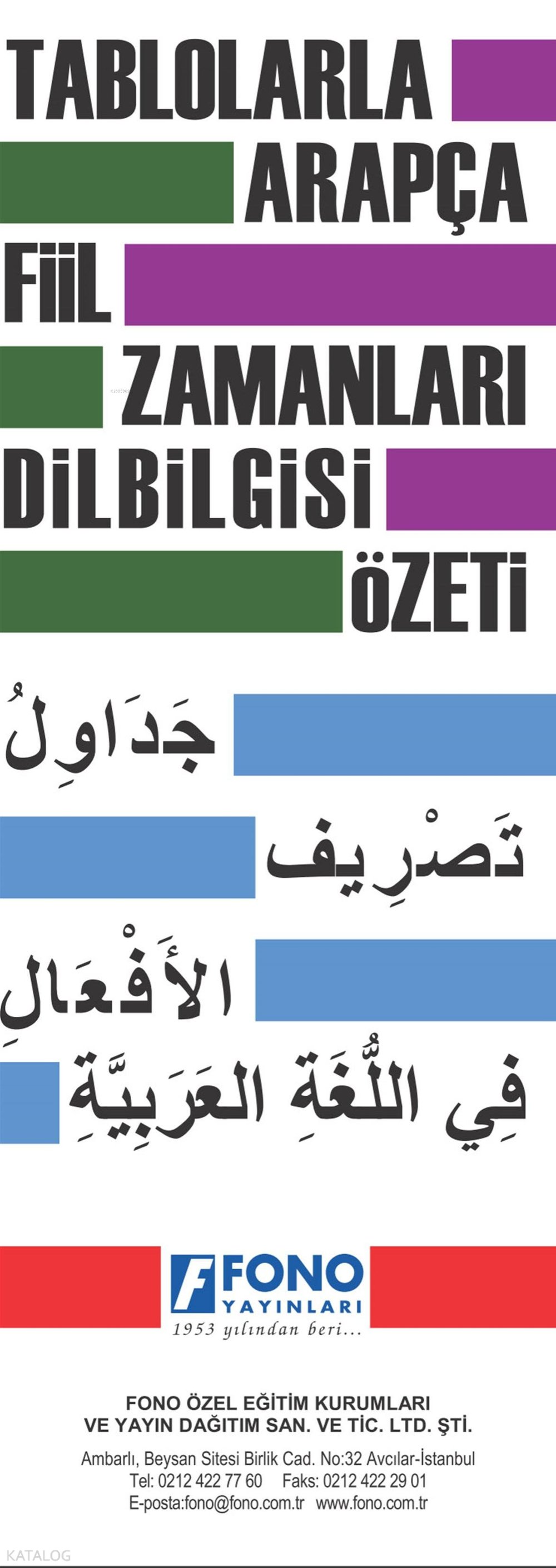 Tablolarla Arapça Fiil Zamanları ve Dilbilgisi Özeti