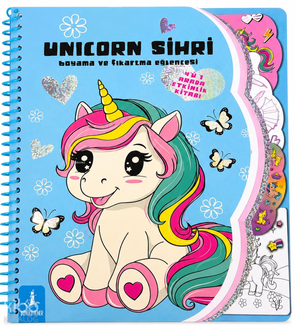 Unicorn Sihri Boyama ve Çıkartma Eğlencesi (Spiralli)